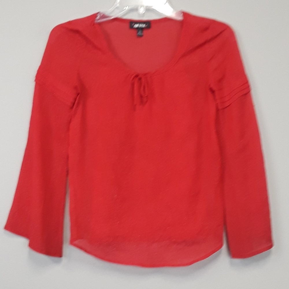 AMY Byer girls red bell sleeve blouse size Large